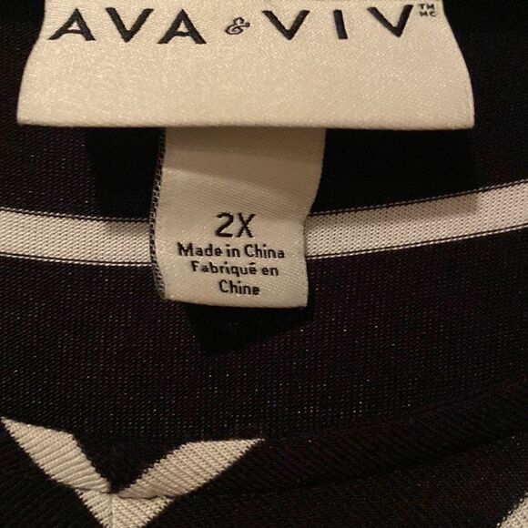 Ava & Viv Dress Plus Size Black & White Size 2X Elastic Waist Flowy - Picture 3 of 9